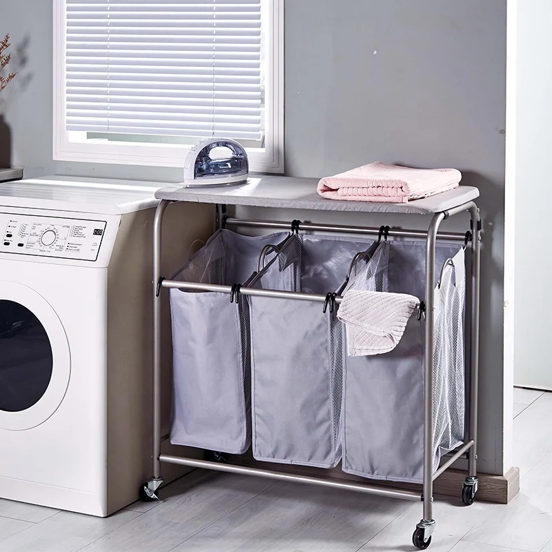3 Bag Laundry Sorter Cart With Ironing Board,Laundry Hamper Sorter With Heavy Duty Rolling Wheels For Clothes Storage
3 Bag Laundry Sorter Cart With Ironing Board,Laundry Hamper Sorter With Heavy Duty Rolling Wheels For Clothes Storage