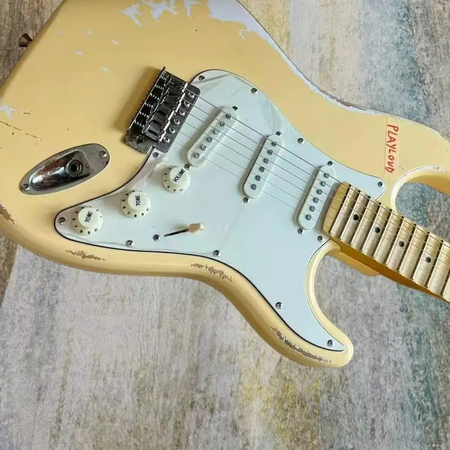 Hot Sale Aged Electric Guitar Scalloped Maple Fretboard Yellow Color Alder Body
Hot Sale Aged Electric Guitar Scalloped Maple Fretboard Yellow Color Alder Body