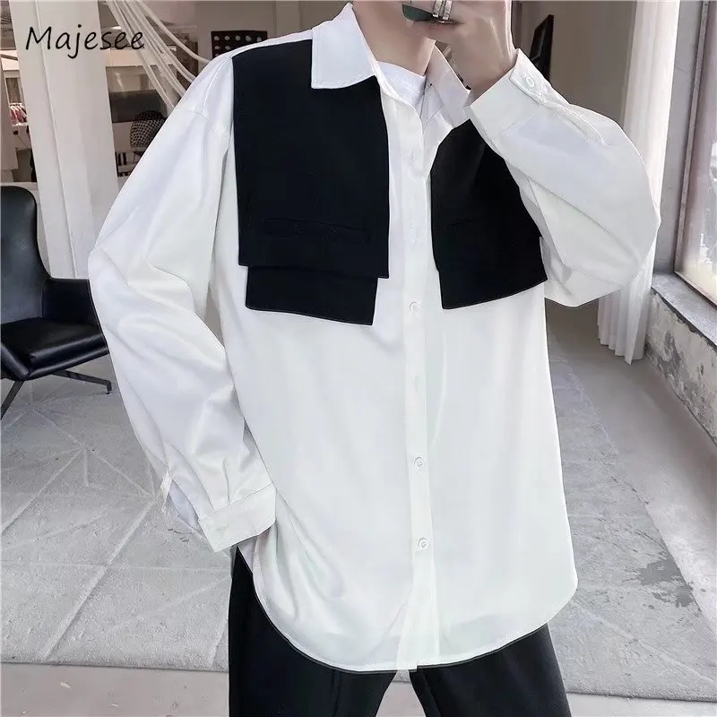 Patchwork Shirts Men Personality Simple Temperament Contrast Color Tops Advanced Korean Style Handsome Minority Streetwear Cozy
Patchwork Shirts Men Personality Simple Temperament Contrast Color Tops Advanced Korean Style Handsome Minority Streetwear Cozy