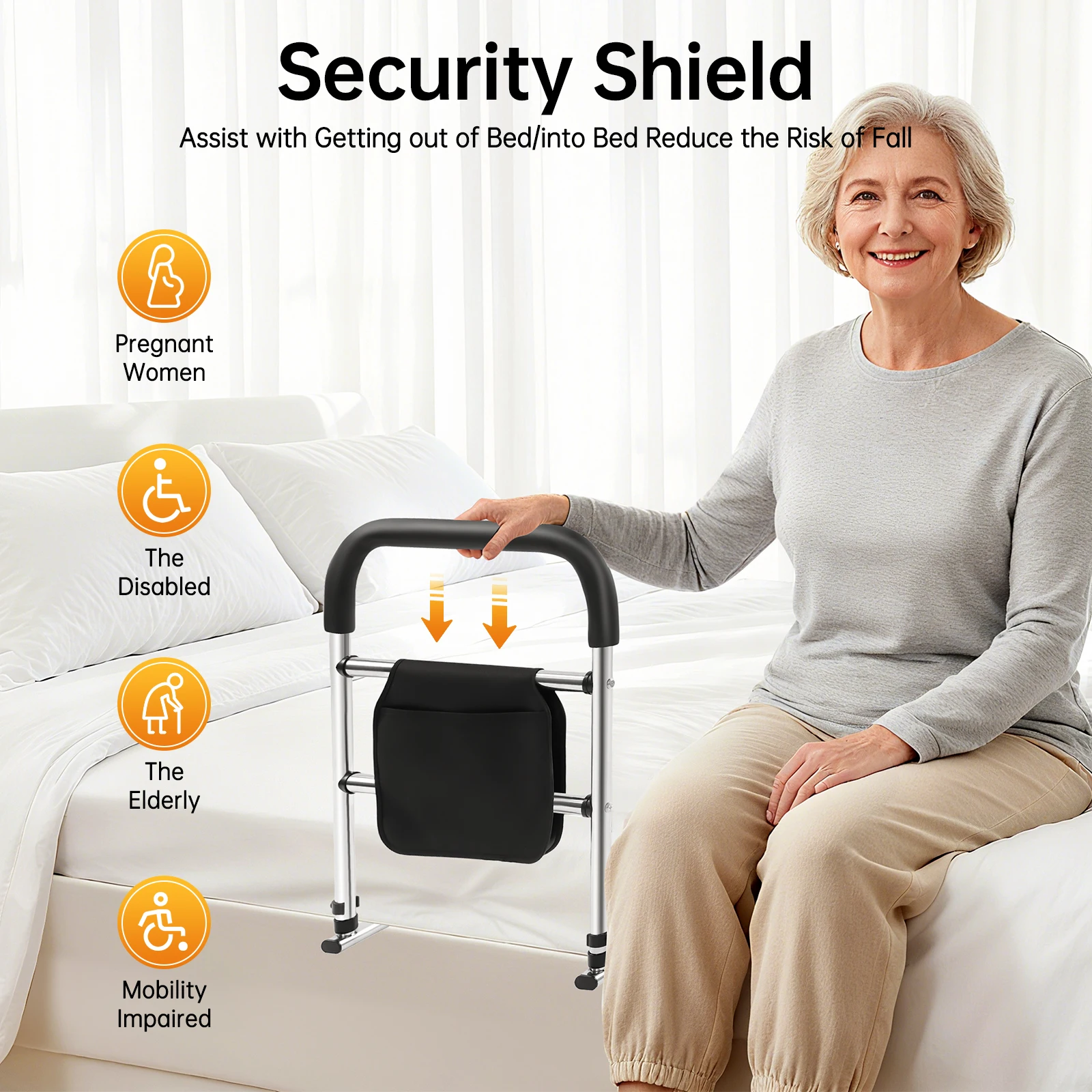 Stainless Steel Bedside Rail 220lbs Load with Foam Handle Storage Bag Fall Prevent for Elderly Pregnant Disabled Fits All Beds
Stainless Steel Bedside Rail 220lbs Load with Foam Handle Storage Bag Fall Prevent for Elderly Pregnant Disabled Fits All Beds