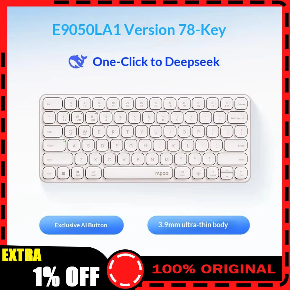 Rapoo E9050L Wireless Keyboard 5.3mm² Reduce Power Consumption 500mAh Three-Mode Connection Office Keyboard For Pc Accessories