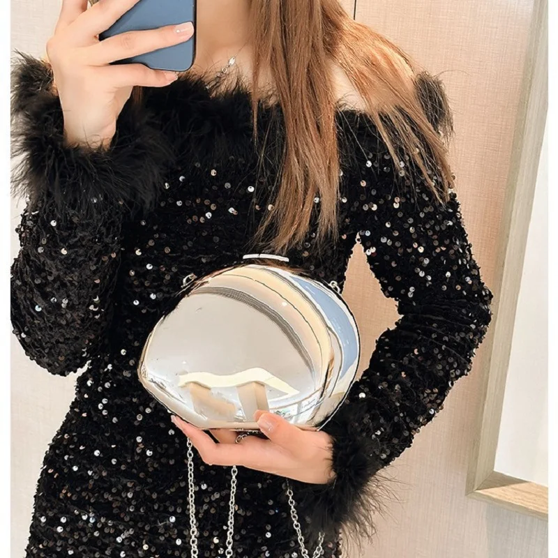 New Acrylic Women Evening Party Bag Crossbody Shell Shape Clutch Bag Gold Silver Cute Shiny Shoulder Metal Bags Small Purse
New Acrylic Women Evening Party Bag Crossbody Shell Shape Clutch Bag Gold Silver Cute Shiny Shoulder Metal Bags Small Purse
