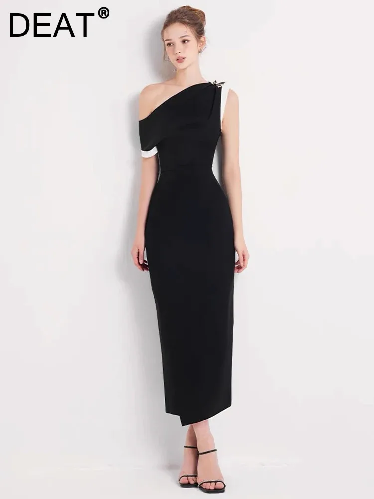 DEAT Elegant Dress Contrast Color Diagonal Collar High Waist Pleated Women's Evening Party Dresses 2024 Summer New Tide 35Z785
DEAT Elegant Dress Contrast Color Diagonal Collar High Waist Pleated Women's Evening Party Dresses 2024 Summer New Tide 35Z785