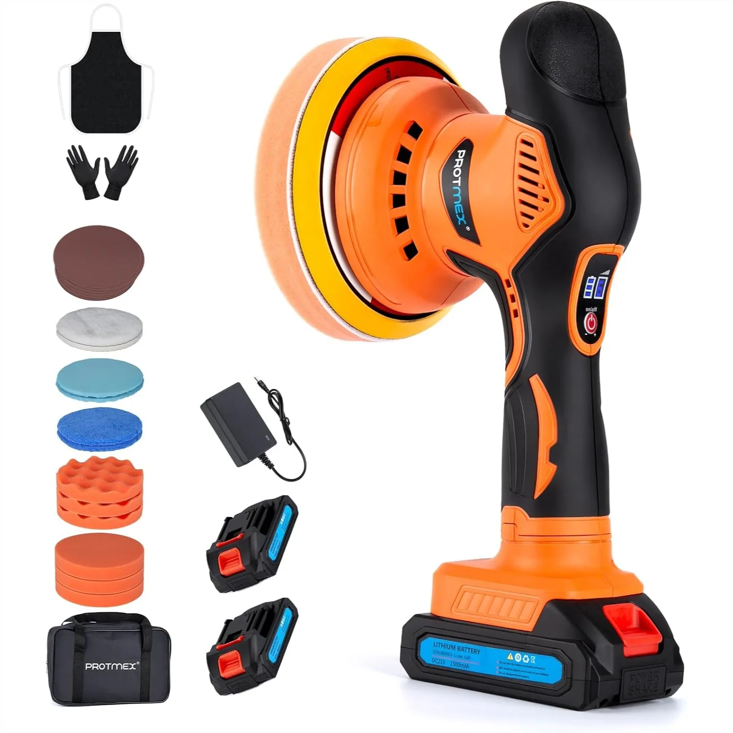 Cordless Car Buffer Polisher 6 Inch with 2x2000mAh 21V Batteries, 6 Variable Speed Eccentric Polisher Kit for Waxing and Scratch
Cordless Car Buffer Polisher 6 Inch with 2x2000mAh 21V Batteries, 6 Variable Speed Eccentric Polisher Kit for Waxing and Scratch