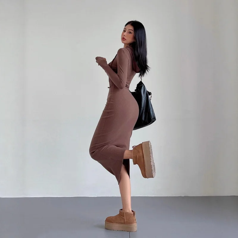 American-style pure and alluring autumn-winter sweatshirt dress for women, elegant bodycon over-the-knee dress, sexy hooded long
American-style pure and alluring autumn-winter sweatshirt dress for women, elegant bodycon over-the-knee dress, sexy hooded long
