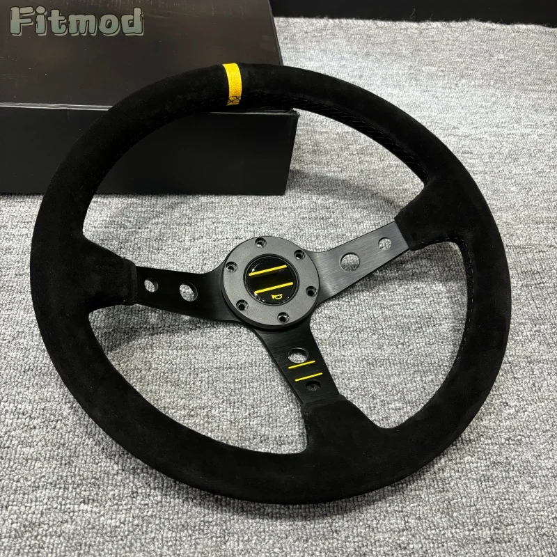 14-inch 350MM suede leather steering wheel, JDM deep dish drift sports racing steering wheel, with red and yellow stripes PCD70M
14-inch 350MM suede leather steering wheel, JDM deep dish drift sports racing steering wheel, with red and yellow stripes PCD70M