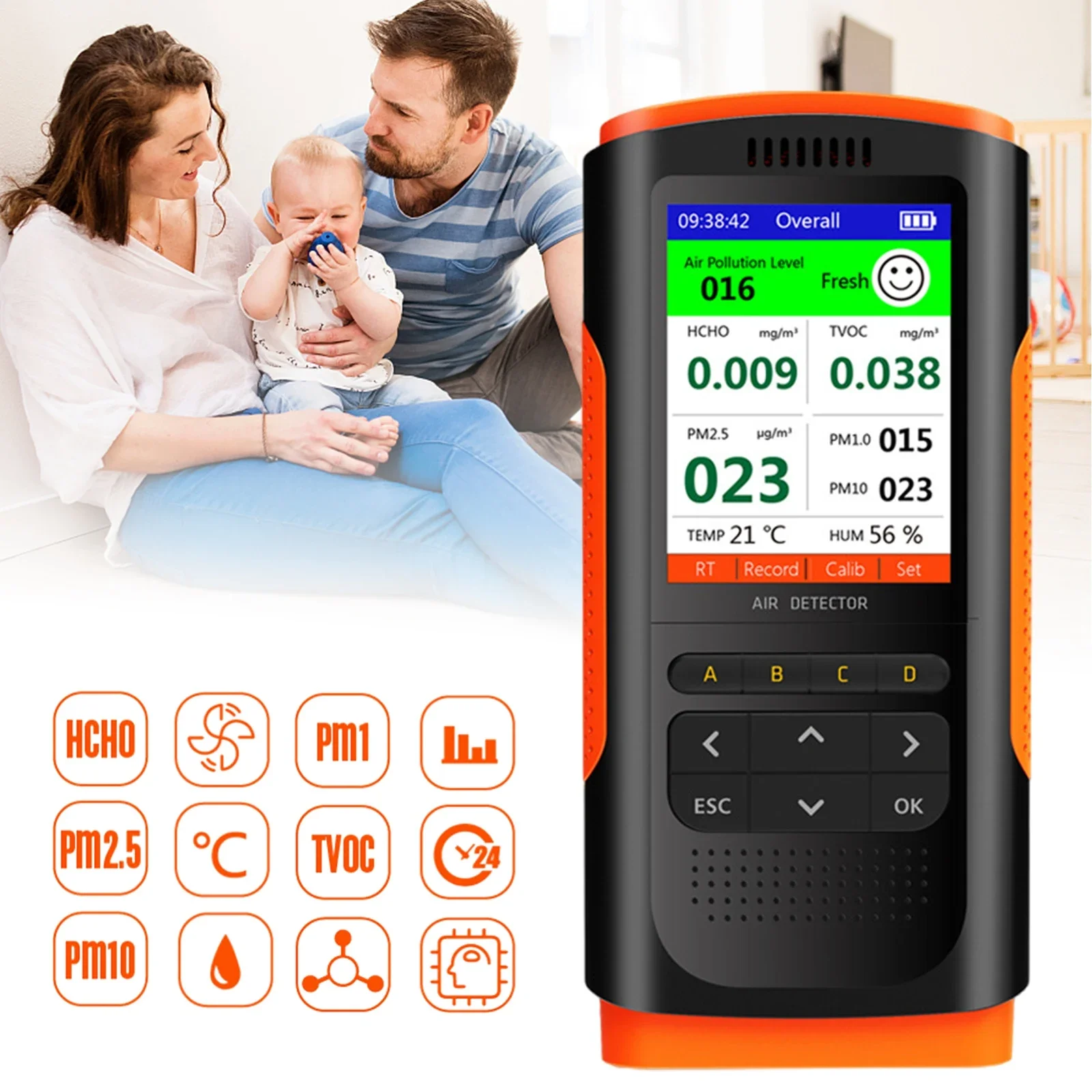 Air Quality Monitor PM 2.5 Formaldehyde Detector CO2 Meter Portable Display Indoor Air Pollution Tester For Home
Air Quality Monitor PM 2.5 Formaldehyde Detector CO2 Meter Portable Display Indoor Air Pollution Tester For Home