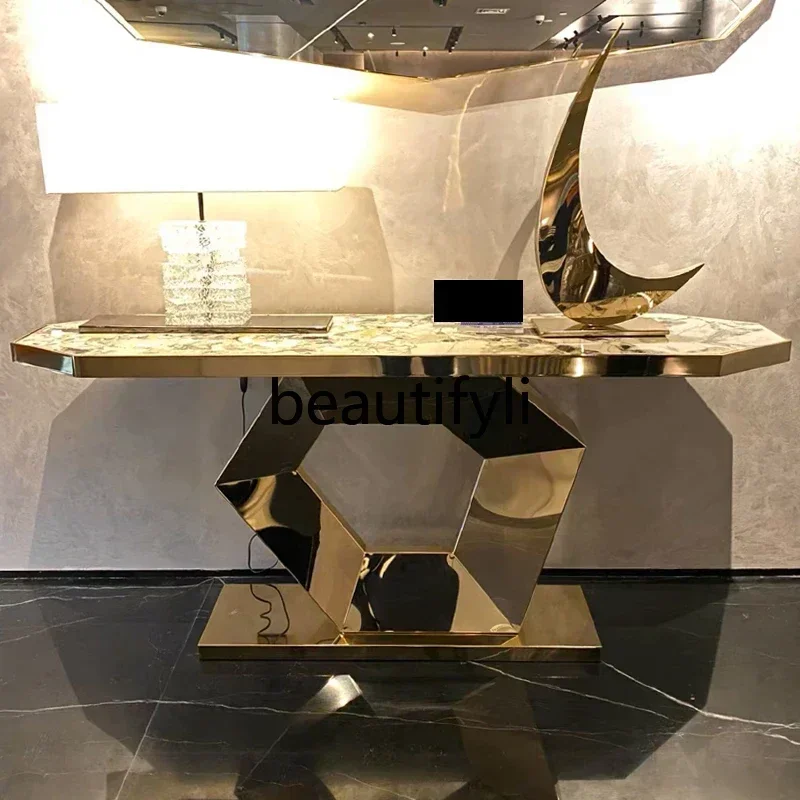 Asmt14 New Light luxury marble stainless steel Xuanguantai corridor decoration table villa wall table
Asmt14 New Light luxury marble stainless steel Xuanguantai corridor decoration table villa wall table
