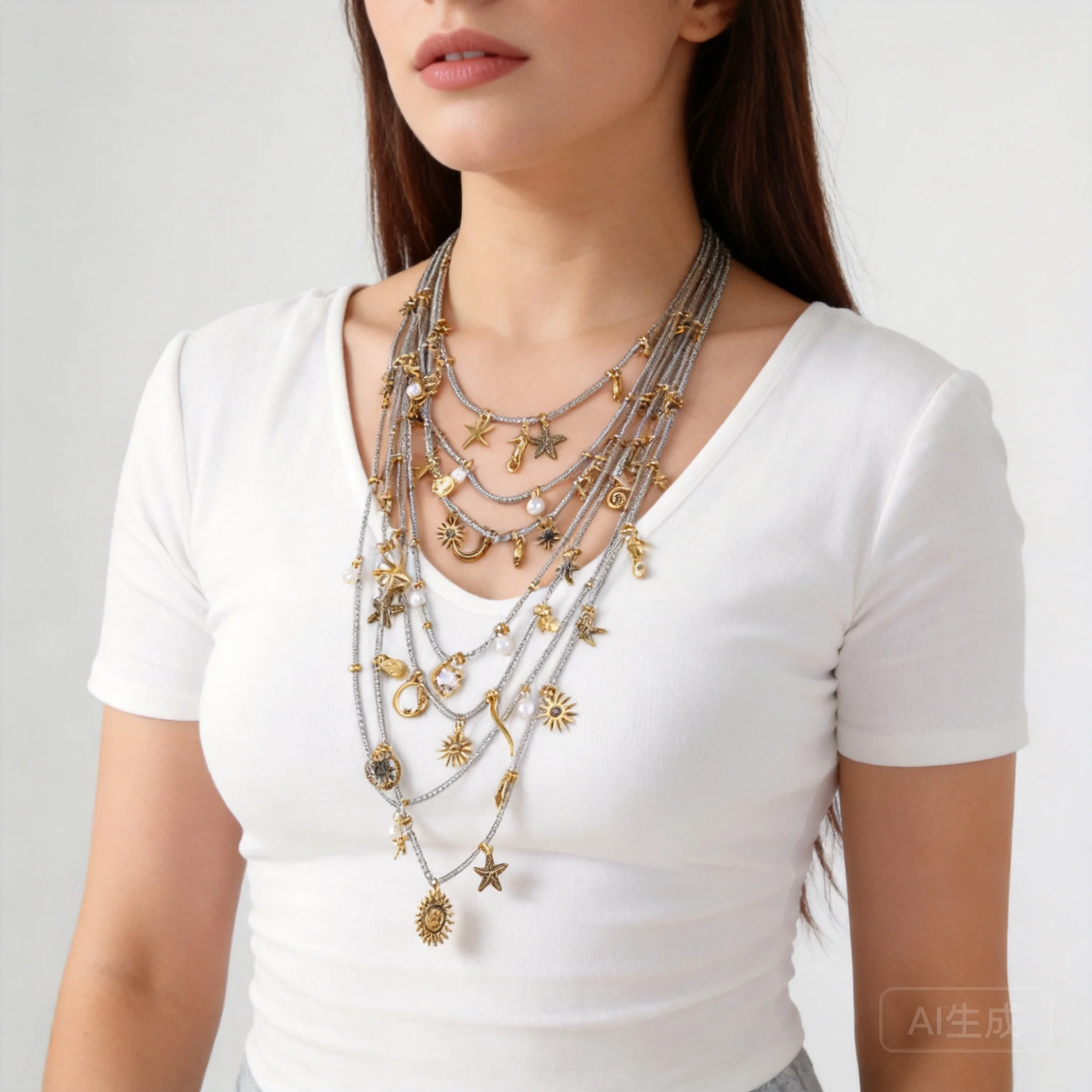 Gold Tone Bohemian Celestial Multi Layered Necklace Conch Starfish Moon Sun Star Seahorse Pendant Choker Lucky Blessing Jewelry
Gold Tone Bohemian Celestial Multi Layered Necklace Conch Starfish Moon Sun Star Seahorse Pendant Choker Lucky Blessing Jewelry