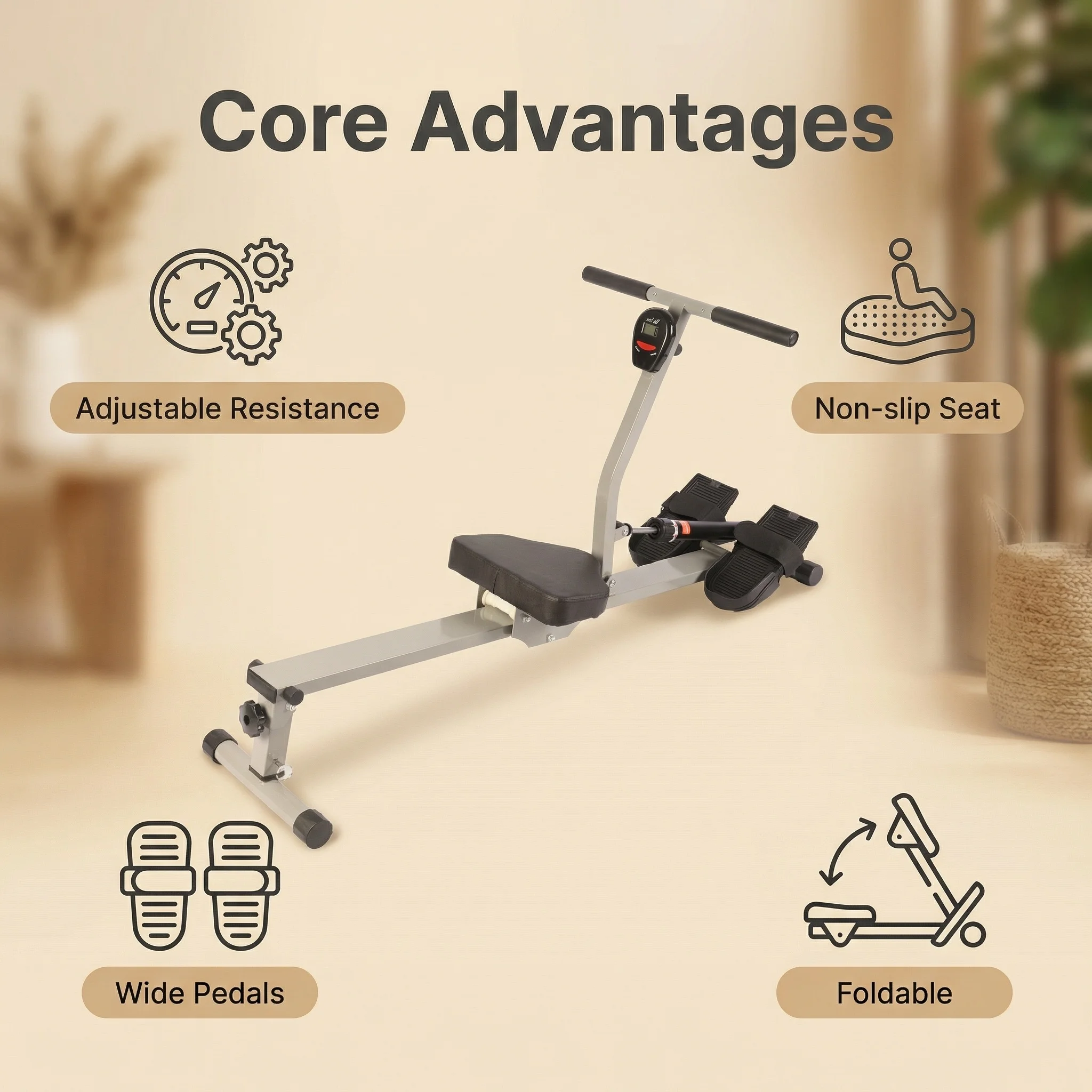 New Foldable Design Commercial Fitness Equipment Comfortable Seat Home Gym Use Rowing Machine
New Foldable Design Commercial Fitness Equipment Comfortable Seat Home Gym Use Rowing Machine
