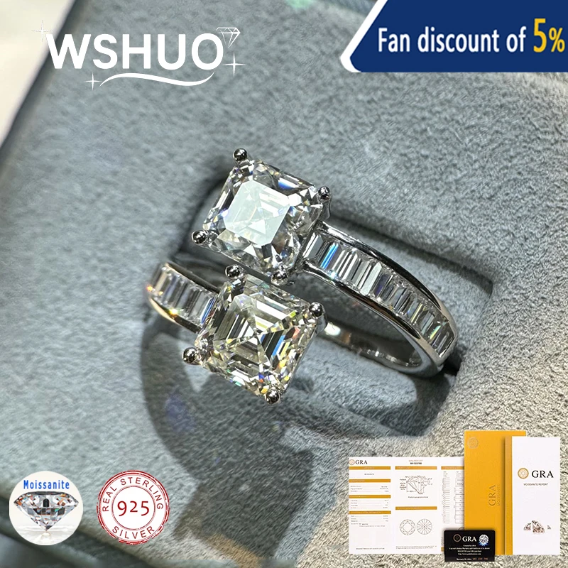 WSHUO 4CT Moissanite Square Ring S925 Sterling Sliver Diamond D Color Women 18K White Gold Square Rings Fine Luxury Jewelry GRA
WSHUO 4CT Moissanite Square Ring S925 Sterling Sliver Diamond D Color Women 18K White Gold Square Rings Fine Luxury Jewelry GRA