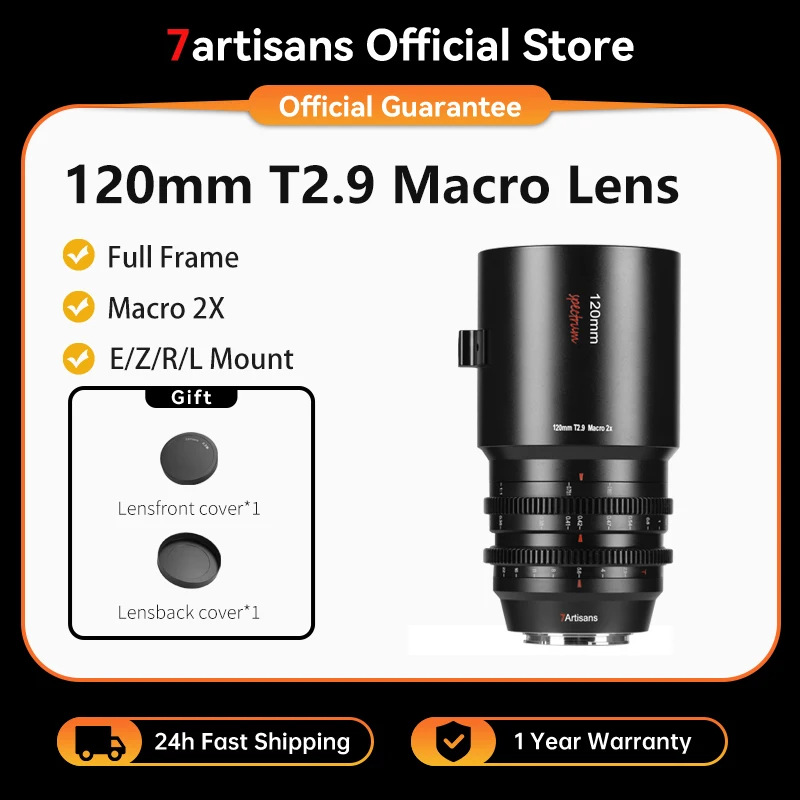 7artisans 120mm T2.9 Macro 2X Spectrum Series Prime Cinema Lens for Canon RF R6 RED Sony E A7m4 FX3 Leica SL SIGMA FP Nikon Z Z9
7artisans 120mm T2.9 Macro 2X Spectrum Series Prime Cinema Lens for Canon RF R6 RED Sony E A7m4 FX3 Leica SL SIGMA FP Nikon Z Z9