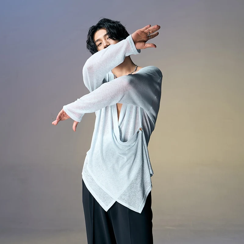 Male Costumes Latin Dance Tops V-neck Irregular Cross Long Sleeve Shirt Men Practice Clothes National Standard Clothing DN19611
Male Costumes Latin Dance Tops V-neck Irregular Cross Long Sleeve Shirt Men Practice Clothes National Standard Clothing DN19611