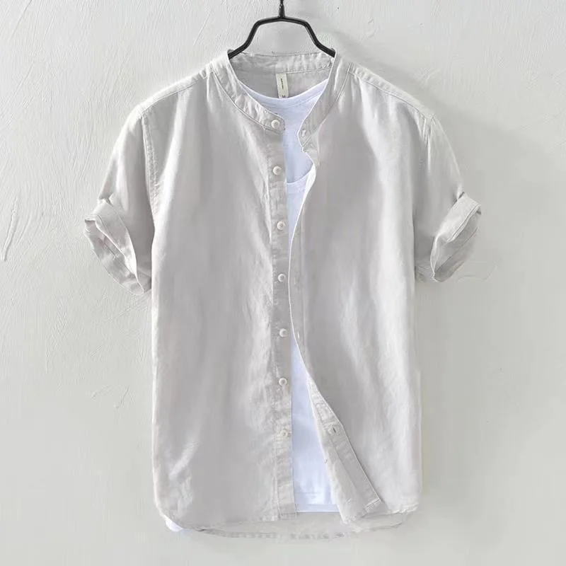 Loose Fit Linen Cotton Short Sleeve Shirt Men's Casual Vintage Style Breathable Versatile Deep Blue V-Neck Open Cardigan
Loose Fit Linen Cotton Short Sleeve Shirt Men's Casual Vintage Style Breathable Versatile Deep Blue V-Neck Open Cardigan