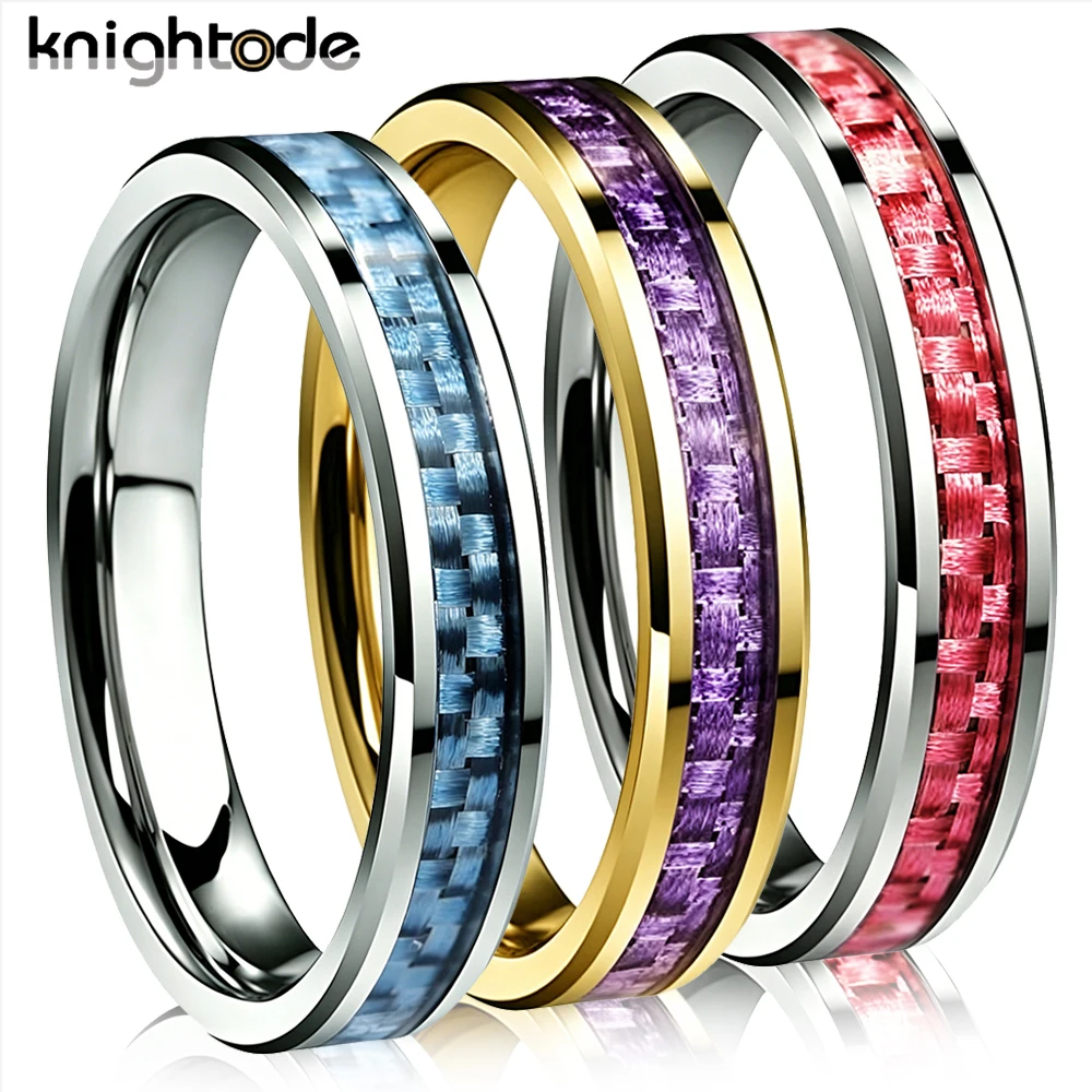 4mm Tungsten Carbide Purple Pink White Black or Blue Carbon Fiber Inlay Wedding Band Ring
4mm Tungsten Carbide Purple Pink White Black or Blue Carbon Fiber Inlay Wedding Band Ring