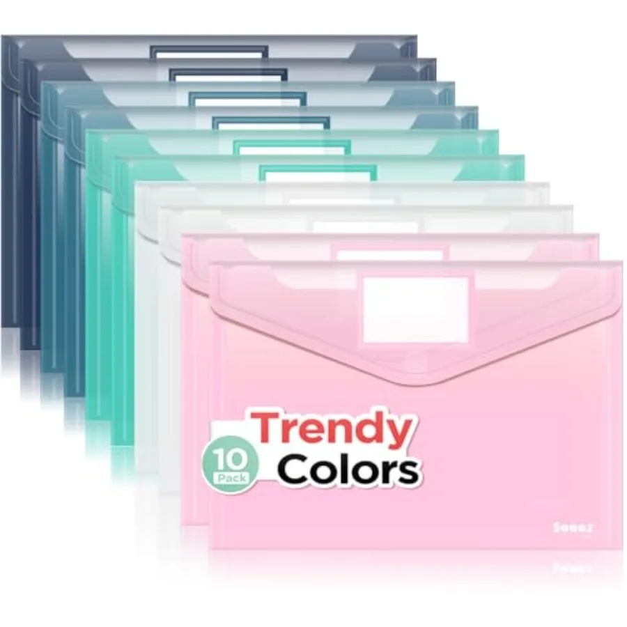 Pack Plastic Envelopes, Plastic File Folders, Clear Folders for Documents Trendy Colors, Super Heavyweight Document Holders, St
Pack Plastic Envelopes, Plastic File Folders, Clear Folders for Documents Trendy Colors, Super Heavyweight Document Holders, St