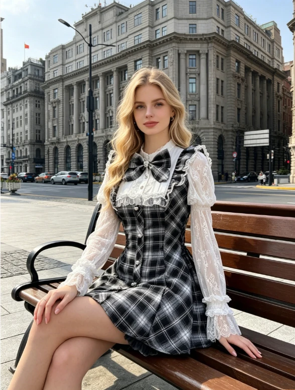 Sweet Girl High Waist Dresses and Shorts Two-Piece Set Japanese Original Suit Stand Collar Patchwork Long Sleeve Lace Bow Dress
Sweet Girl High Waist Dresses and Shorts Two-Piece Set Japanese Original Suit Stand Collar Patchwork Long Sleeve Lace Bow Dress