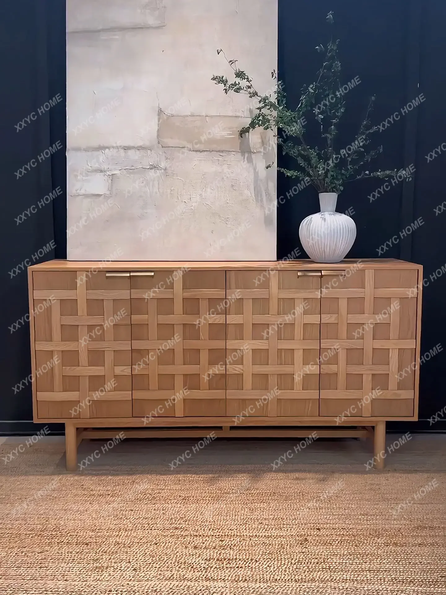 Modern simple solid wood woven entrance cabinet, living room storage cabinet
Modern simple solid wood woven entrance cabinet, living room storage cabinet