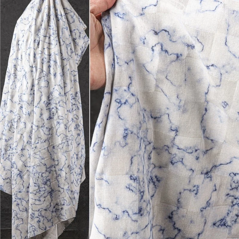 Blue cotton and linen tie-dyed printed fabric silk ramie half skirt clothing designer fabric
Blue cotton and linen tie-dyed printed fabric silk ramie half skirt clothing designer fabric