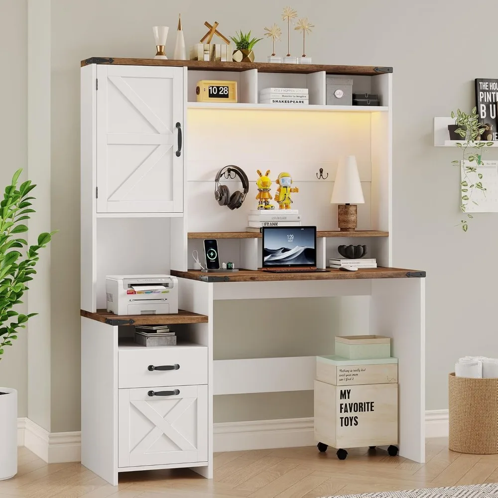Executive Desk 51" Computer Desks with 2 Drawers Storage Cabinet and LED Lights Power Outlets, Computer Desk
Executive Desk 51" Computer Desks with 2 Drawers Storage Cabinet and LED Lights Power Outlets, Computer Desk