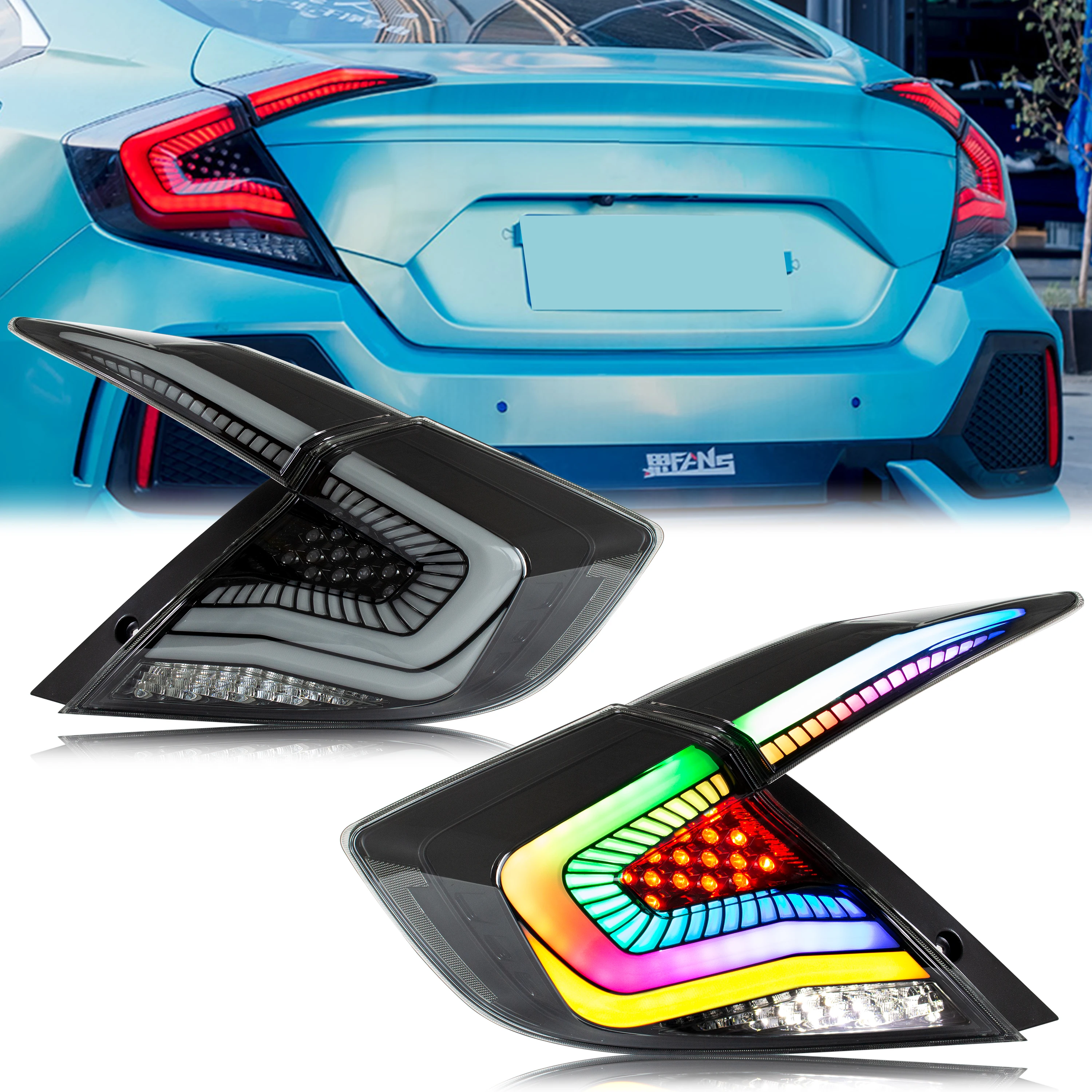 Задние фонари светодиодный RGB для Honda Civic 2016-2021 седан, задние фонари с последовательным запуском анимации
Задние фонари светодиодный RGB для Honda Civic 2016-2021 седан, задние фонари с последовательным запуском анимации