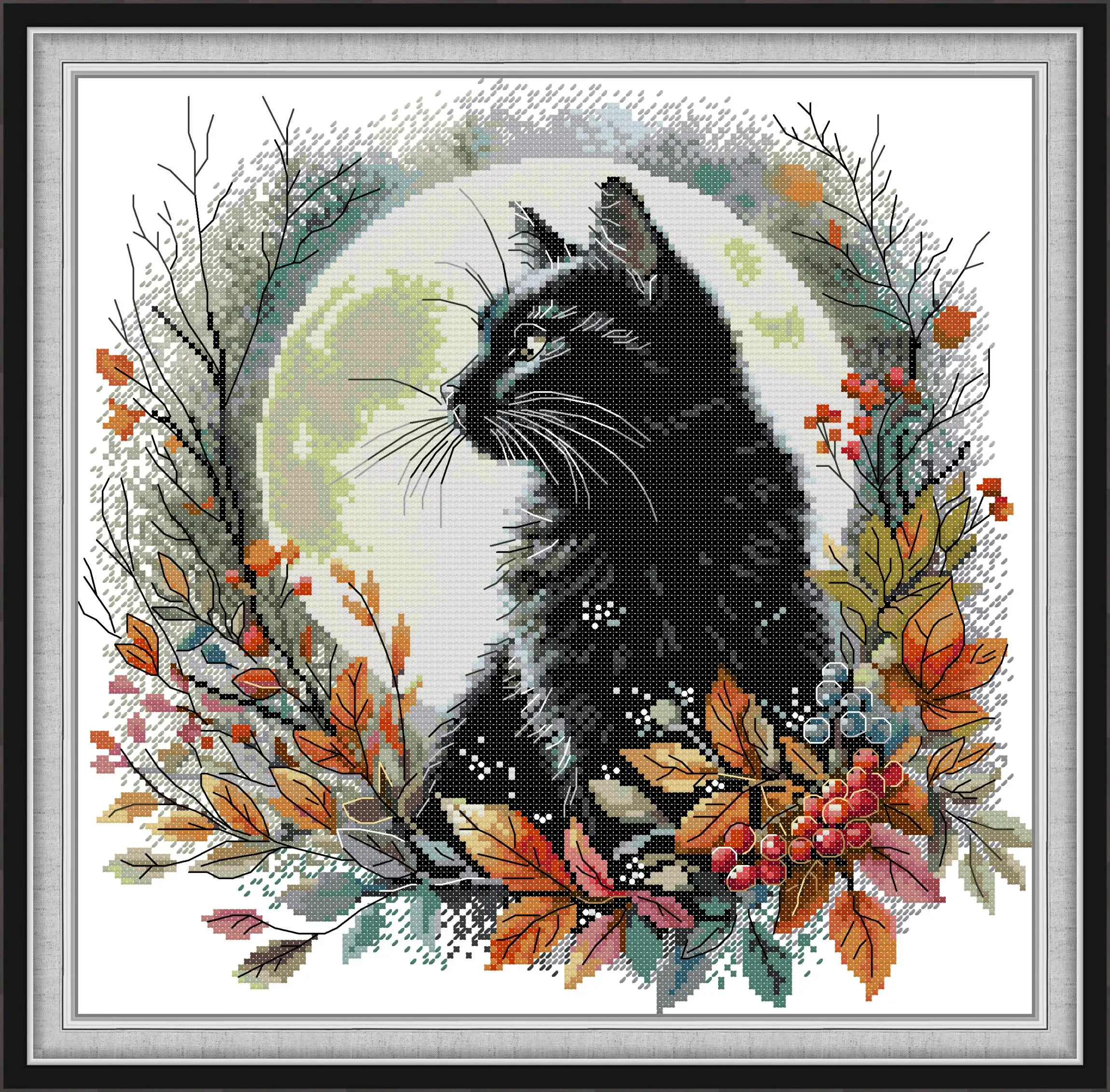 Maydear Cross Stitch Kit,11CT/14CT/16CT/9CT Aida Fabric,DMC Threads Sewing Pattern Embroidery Set-Autumn Night Black Cat
Maydear Cross Stitch Kit,11CT/14CT/16CT/9CT Aida Fabric,DMC Threads Sewing Pattern Embroidery Set-Autumn Night Black Cat