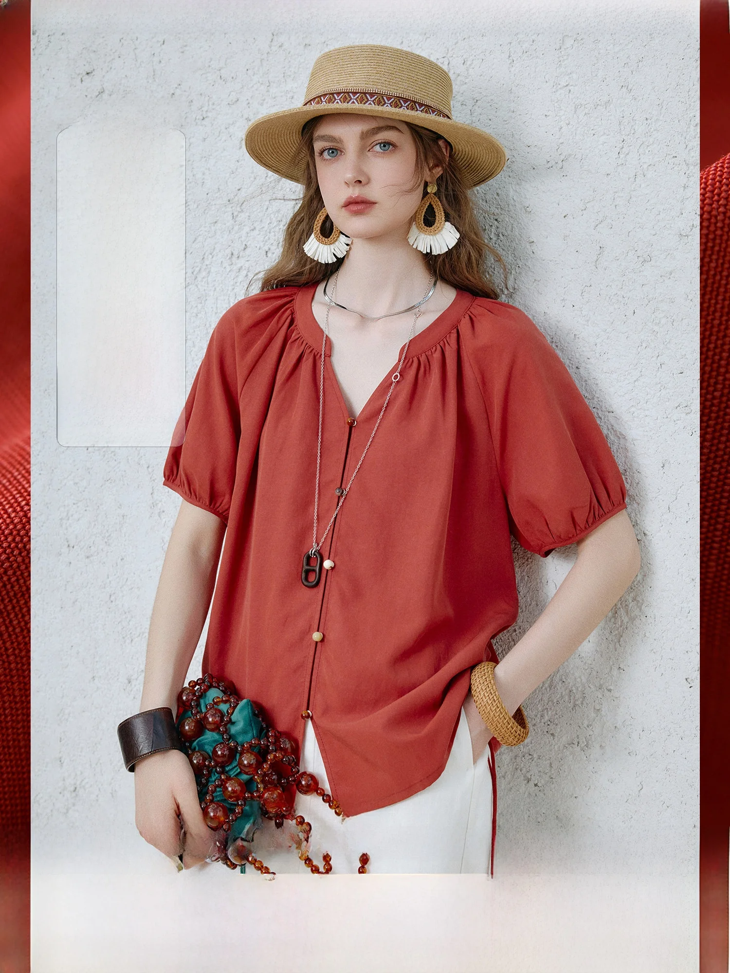 NAGUAGU Pumpkin Valley High Quali Lyocell Linen ort Sve irt Women's Summer V-ne Lantern Sve Open-collar irt
NAGUAGU Pumpkin Valley High Quali Lyocell Linen ort Sve irt Women's Summer V-ne Lantern Sve Open-collar irt