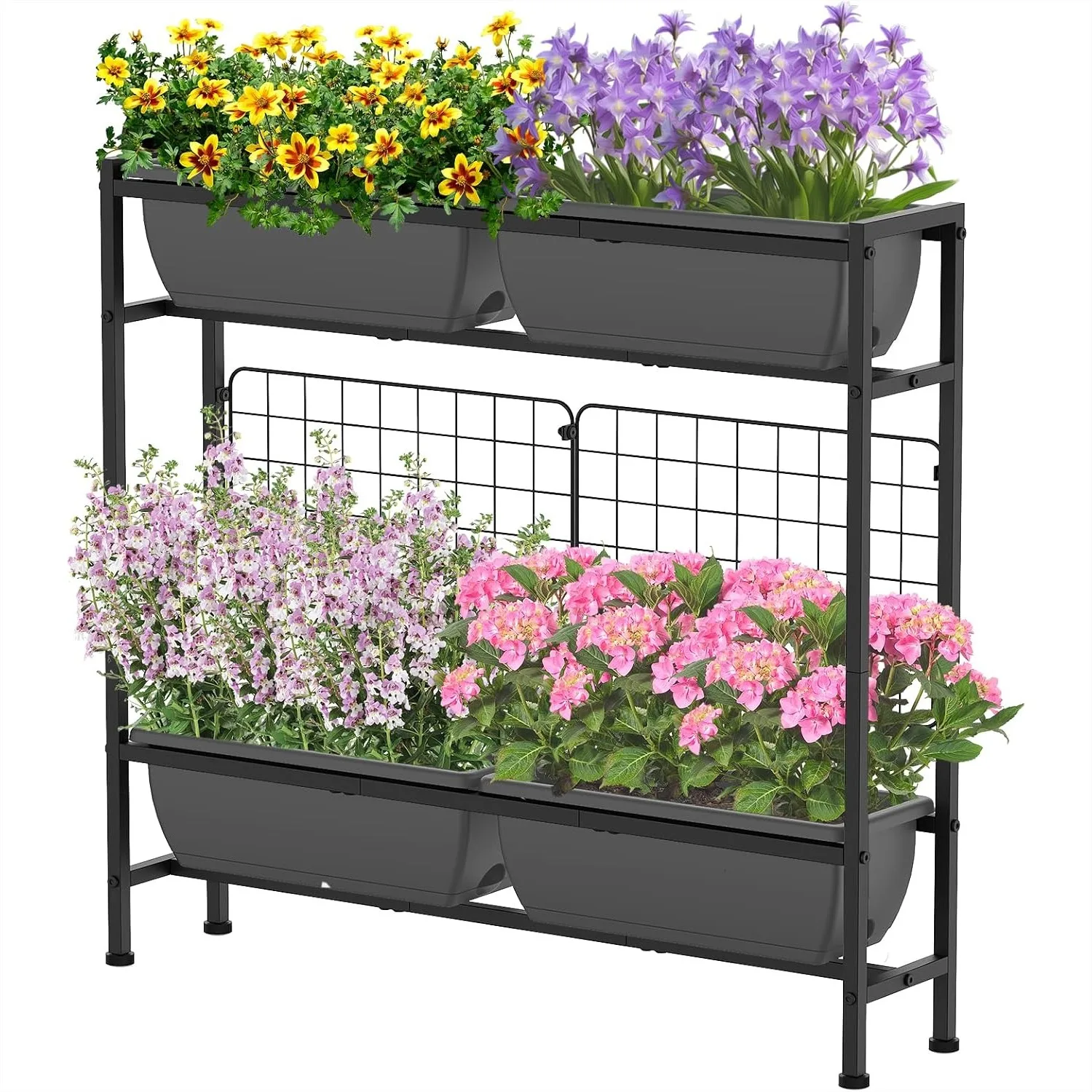 Raised Planter Box with Legs, Plastic Elevated Garden Bed with Trellis & Drainage Holes, 32" Standing Flower Bed for Vegetables
Raised Planter Box with Legs, Plastic Elevated Garden Bed with Trellis & Drainage Holes, 32" Standing Flower Bed for Vegetables