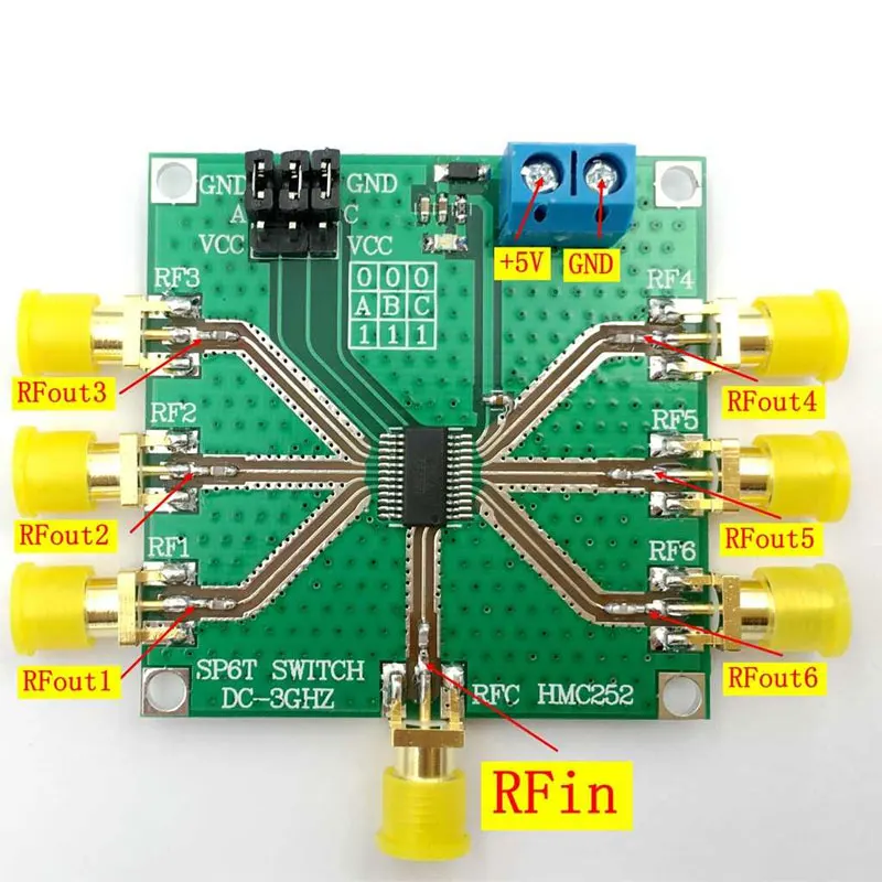 HMC252 DC-3GHz RF Single-Pole Six-Throw Switch Non-reflective SP6T Switch Integrated 3:6 TTL Decoder
HMC252 DC-3GHz RF Single-Pole Six-Throw Switch Non-reflective SP6T Switch Integrated 3:6 TTL Decoder
