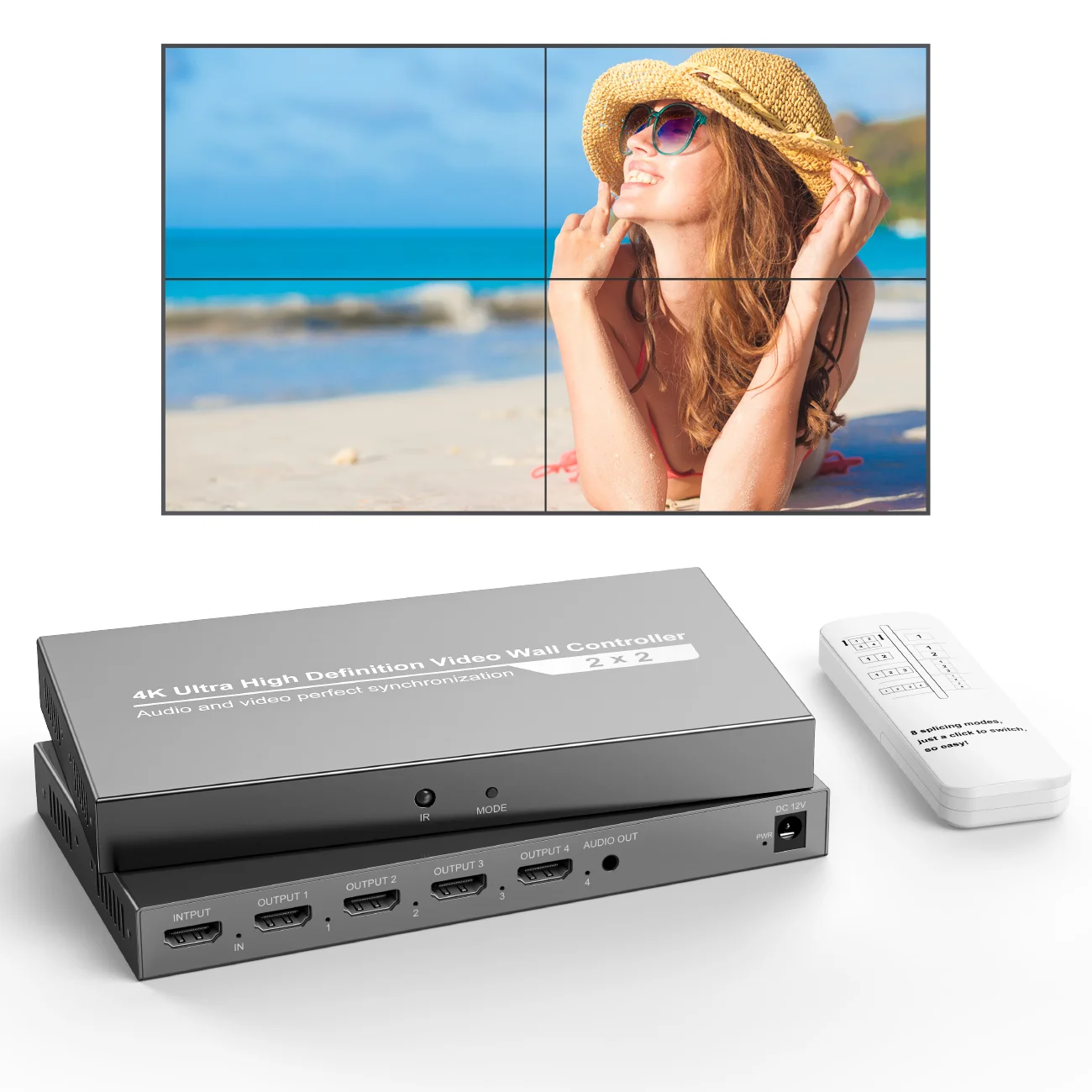 4K Video Wall Controller 2X2 Video Wall Processor
4K Video Wall Controller 2X2 Video Wall Processor