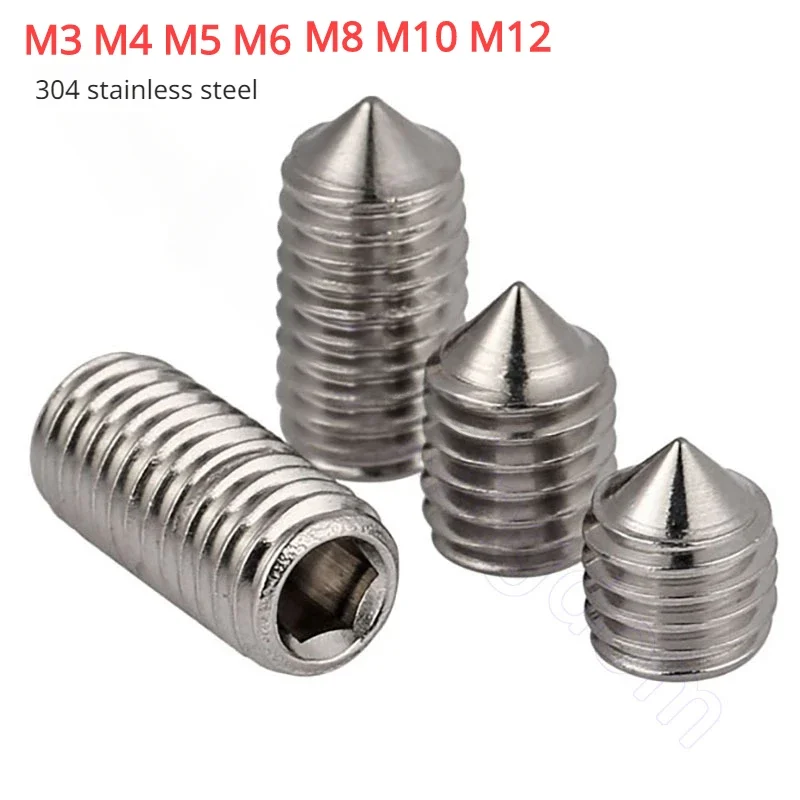 304 Stainless Steel Pointed Set Screw, Top Thread, Headless Machine Screw, Stop Screw M3 M4 M5 M6 M8 M10 M12
304 Stainless Steel Pointed Set Screw, Top Thread, Headless Machine Screw, Stop Screw M3 M4 M5 M6 M8 M10 M12
