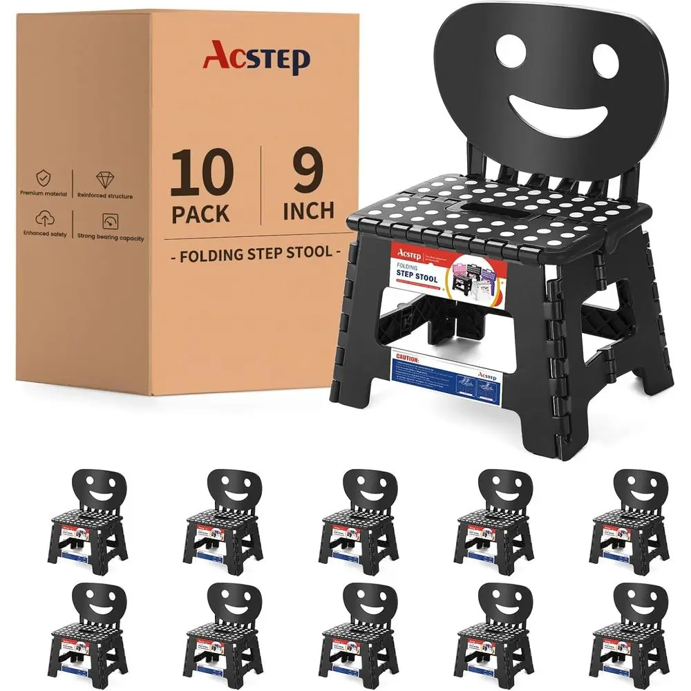 Black 10-Pack Kids Step Stools with Back Support for Indoor and Outdoor Use
Black 10-Pack Kids Step Stools with Back Support for Indoor and Outdoor Use