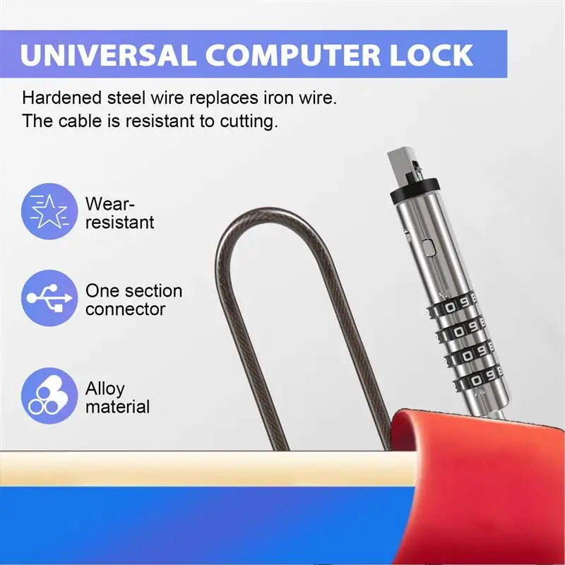 4-цифровой универсальный замок USB-кабель безопасности для ноутбука для компьютера-X62A
4-цифровой универсальный замок USB-кабель безопасности для ноутбука для компьютера-X62A