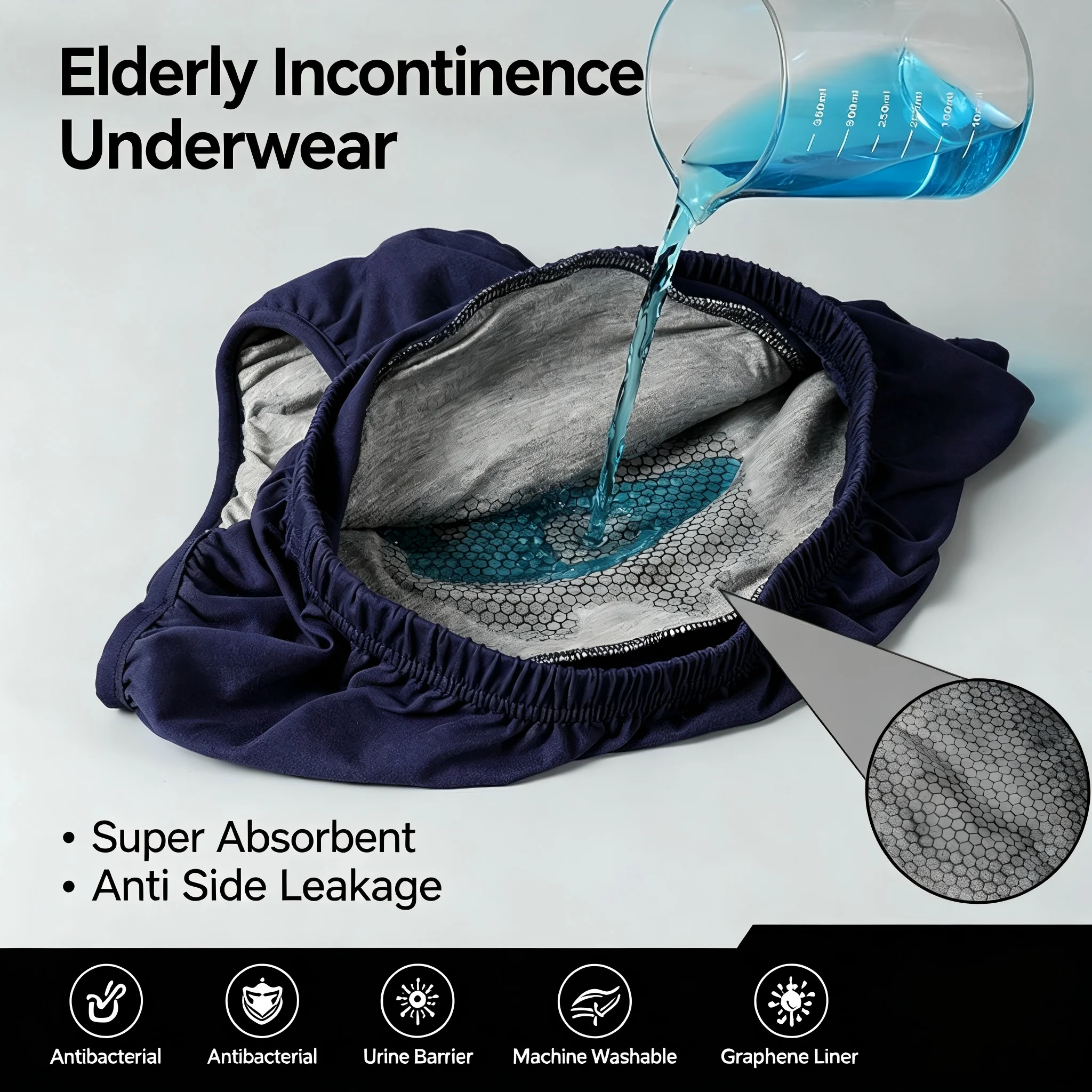 Seniors Incontinence Care Underwear Plus Size Graphene Antibacterial Adult Diaper Pants Leakproof Comfortable Strong Absorbency
Seniors Incontinence Care Underwear Plus Size Graphene Antibacterial Adult Diaper Pants Leakproof Comfortable Strong Absorbency
