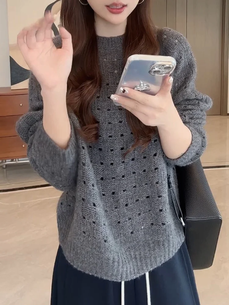 Ladies Casual Style Knitted Sweater Hollow out Loose Long Sleeve round Neck Warm Fashionable Autumn New Arrival Inner Wear
Ladies Casual Style Knitted Sweater Hollow out Loose Long Sleeve round Neck Warm Fashionable Autumn New Arrival Inner Wear