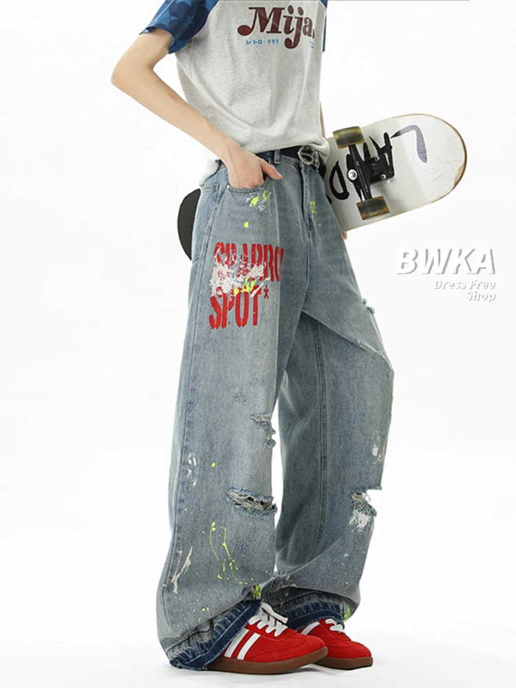 Vintage American Style Women's Jeans With Torn Edge Summer Design Sensibility High-Waisted Straight-Leg Pants Loose Fit Bell Bot
Vintage American Style Women's Jeans With Torn Edge Summer Design Sensibility High-Waisted Straight-Leg Pants Loose Fit Bell Bot