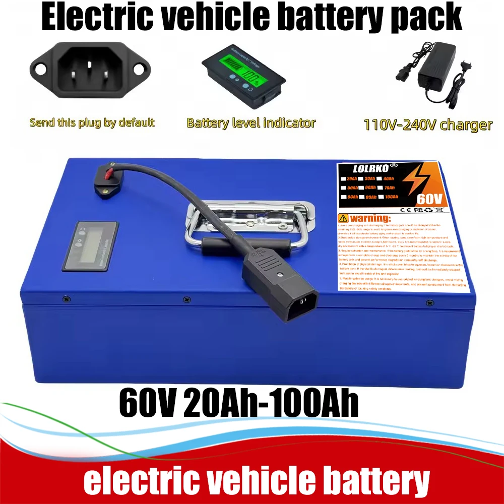 Air freight, brand new full power 18650 lithium battery, 60V 100Ah 18650 lithium-ion battery pack, suitable for 250-2000W
Air freight, brand new full power 18650 lithium battery, 60V 100Ah 18650 lithium-ion battery pack, suitable for 250-2000W
