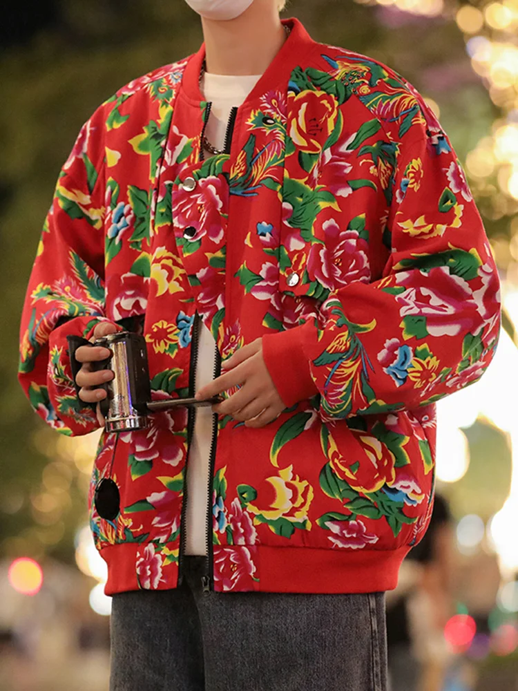 Northeast Large Floral Print ort Jaet Men's Pilot Baseball Sle Outerwear irt American Sle Youth Trend Autumn Wear
Northeast Large Floral Print ort Jaet Men's Pilot Baseball Sle Outerwear irt American Sle Youth Trend Autumn Wear