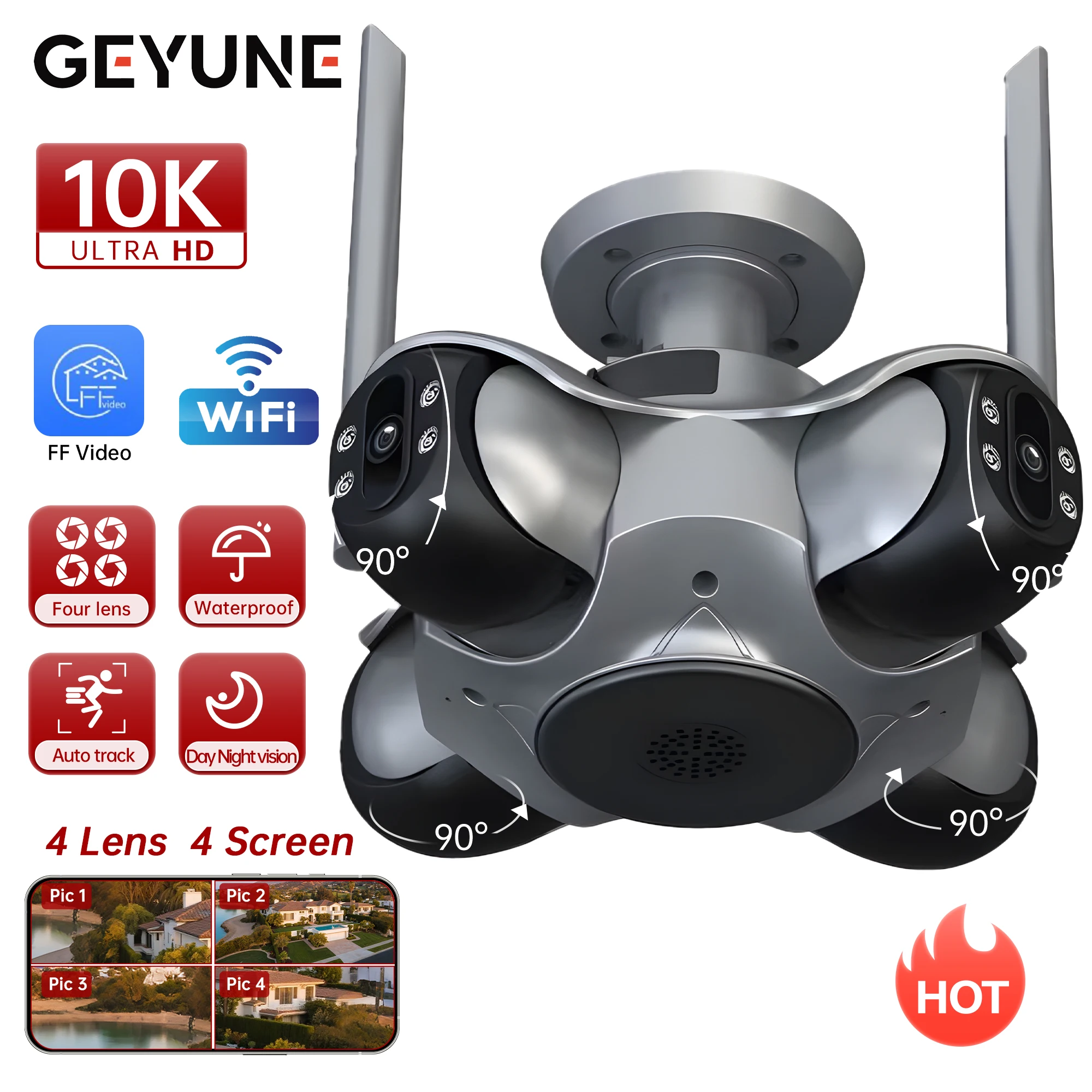 10K 20MP HD Four Screens WiFi IP Camera Wireless Outdoor PTZ Four Lens Human Auto Tracking Two way Audio Surveillance Cameras
10K 20MP HD Four Screens WiFi IP Camera Wireless Outdoor PTZ Four Lens Human Auto Tracking Two way Audio Surveillance Cameras