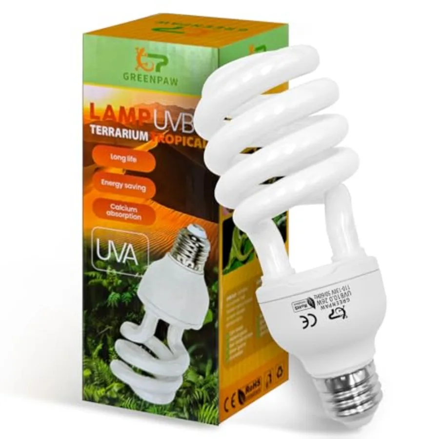 UVB Reptile Light, 10.0 26W UVA UVB Light for Reptiles, Spiral Compact Fluorescent UVB Bulb for Bearded Dragons Tortoise Lizard
UVB Reptile Light, 10.0 26W UVA UVB Light for Reptiles, Spiral Compact Fluorescent UVB Bulb for Bearded Dragons Tortoise Lizard