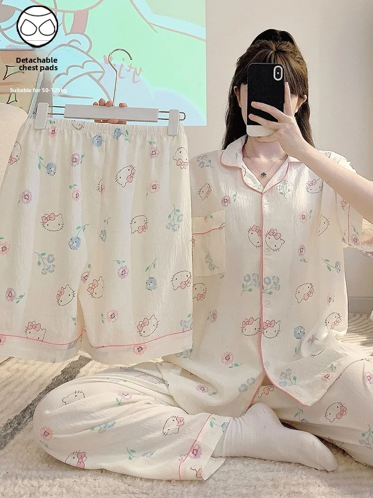 2026 New plus Size Women's Sleepwear Short Sleeve Thin Home Clothes Set Cute Cloud Cotton Leisure Style Comfortable Breathable
2026 New plus Size Women's Sleepwear Short Sleeve Thin Home Clothes Set Cute Cloud Cotton Leisure Style Comfortable Breathable