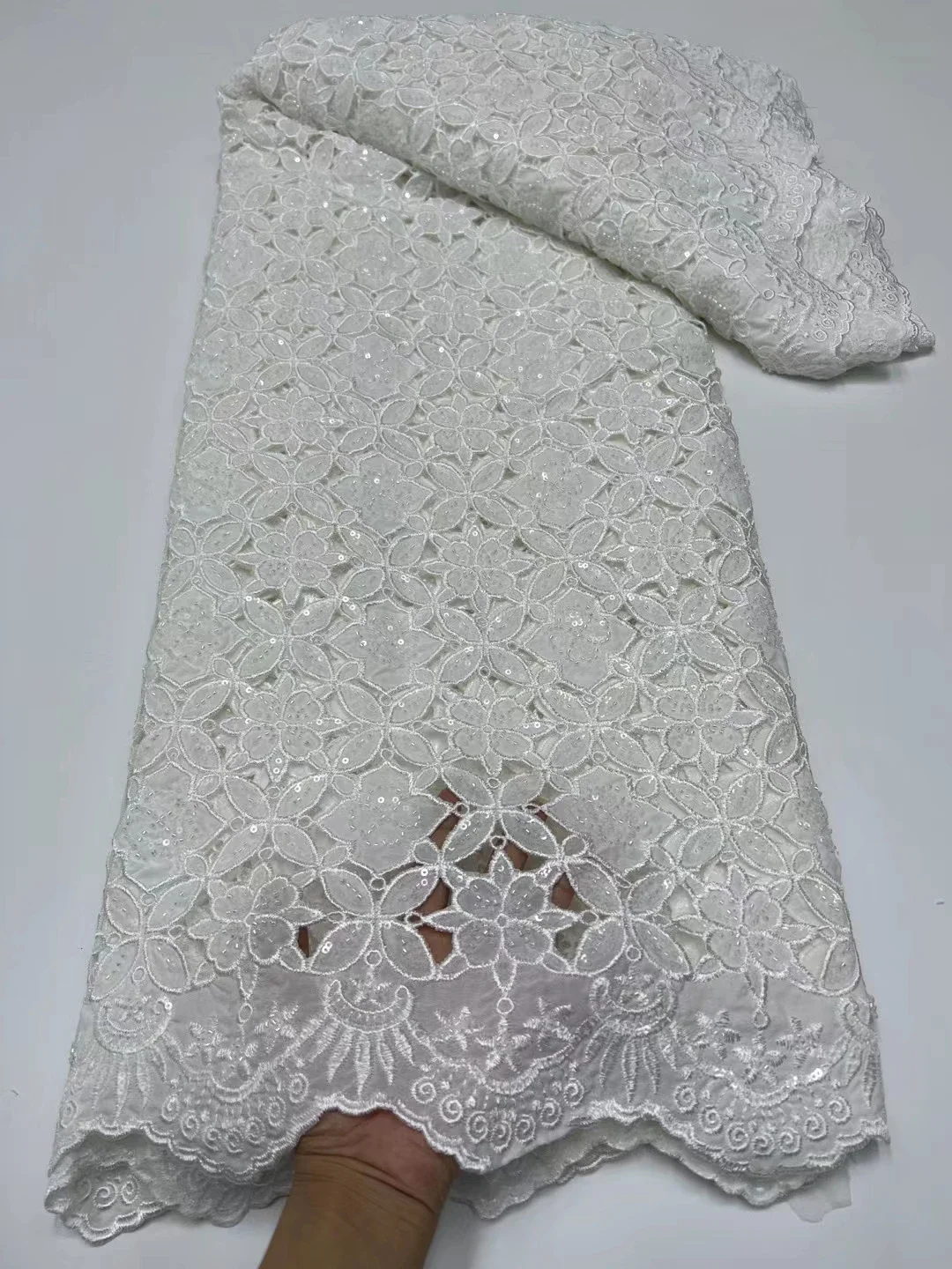 Latest White Cord African Lace Fabric With Sequins And Beads 2024 High Quality Nigerian Guipure Lace Fabric For Party LR24144
Latest White Cord African Lace Fabric With Sequins And Beads 2024 High Quality Nigerian Guipure Lace Fabric For Party LR24144