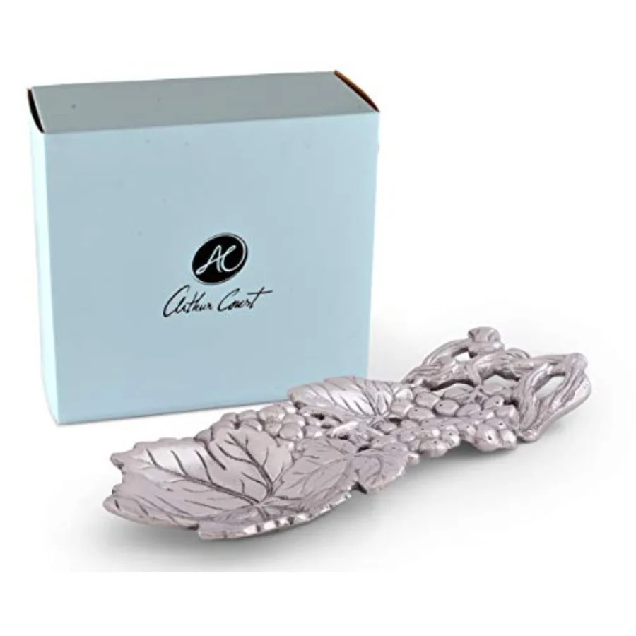 Grape Pattern Spoon Rest - Aluminum Metal Decorative - Holder for Kitchen, Spatula Ladle, Brush and Other Cooking Utensils 8.5
Grape Pattern Spoon Rest - Aluminum Metal Decorative - Holder for Kitchen, Spatula Ladle, Brush and Other Cooking Utensils 8.5