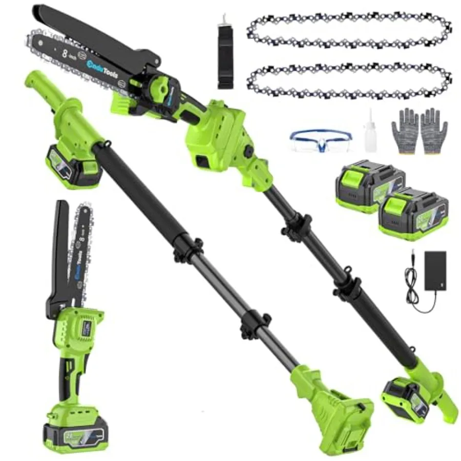 Pole Saw Battery Powered with Mini Chainsaw 8 Inch Extension Pole Tool-Free Chain Tension 4.0Ah Batteries Extra Chains Up to 15
Pole Saw Battery Powered with Mini Chainsaw 8 Inch Extension Pole Tool-Free Chain Tension 4.0Ah Batteries Extra Chains Up to 15