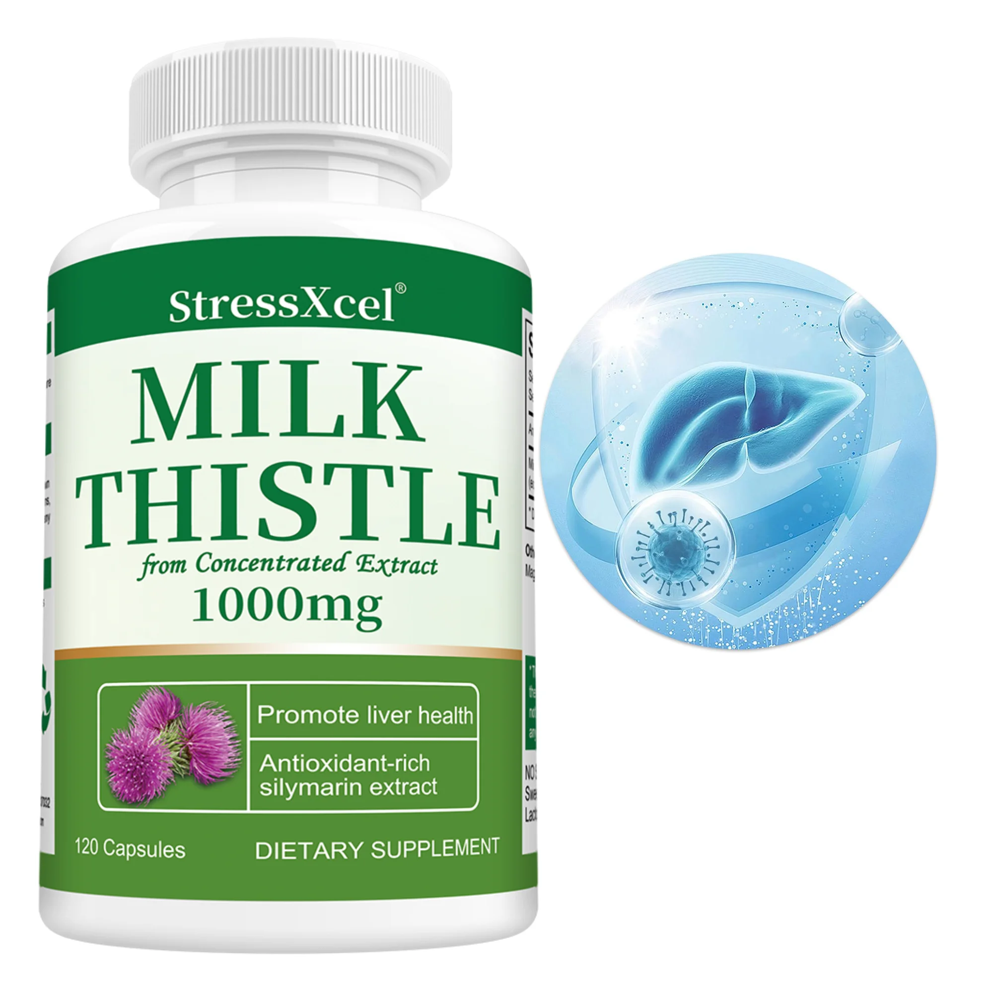 Milk Thistle Capsules, 1000mg Silybum Marianum Extract, Support Liver Function, Body Detox, Cardiovascular & Digestive Wellness
Milk Thistle Capsules, 1000mg Silybum Marianum Extract, Support Liver Function, Body Detox, Cardiovascular & Digestive Wellness