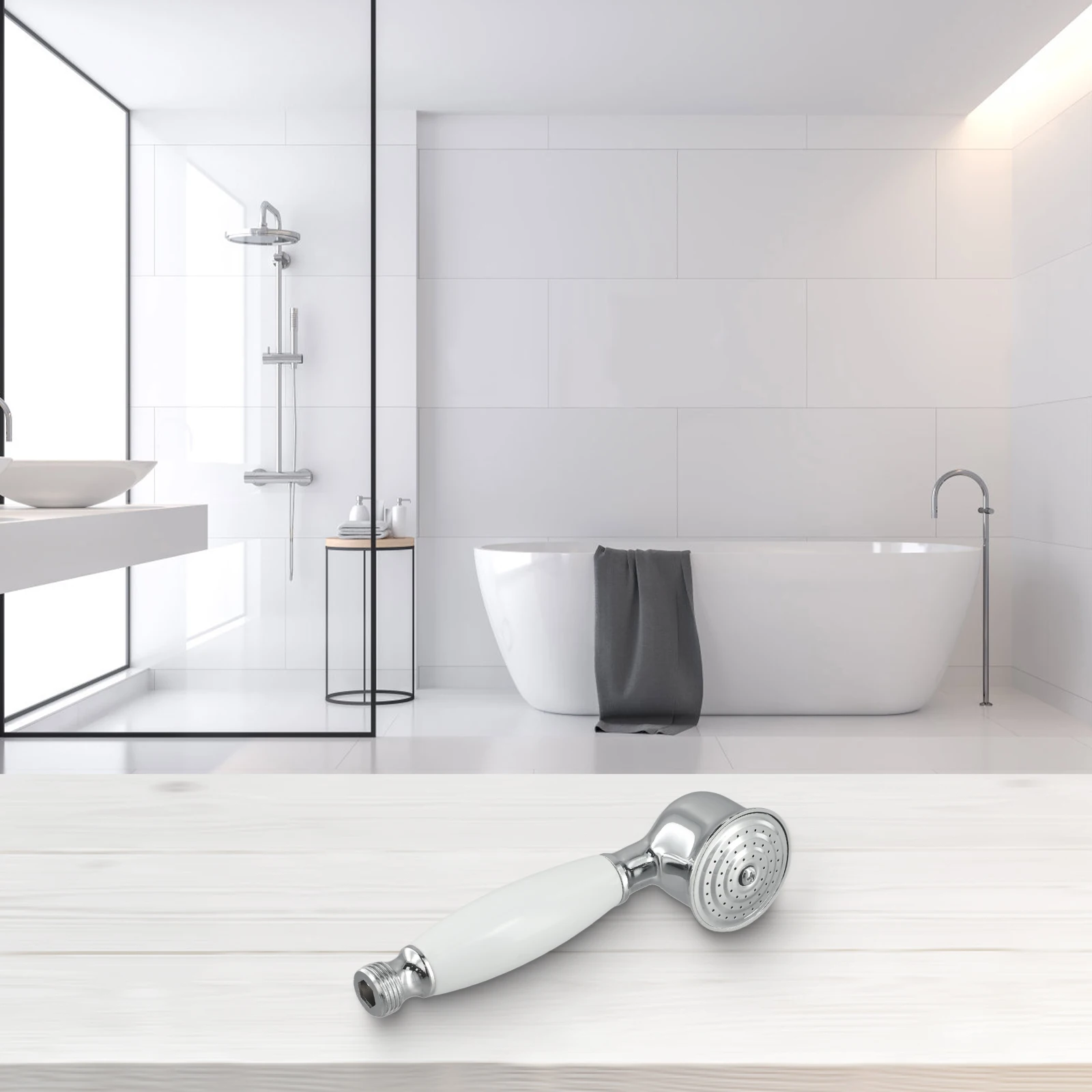 Handheld Shower Head Shower Head 18x5.3cm Bathroom Chrome Detachable Replaceable Accessories White ColourLeak Proof Round Shape
Handheld Shower Head Shower Head 18x5.3cm Bathroom Chrome Detachable Replaceable Accessories White ColourLeak Proof Round Shape