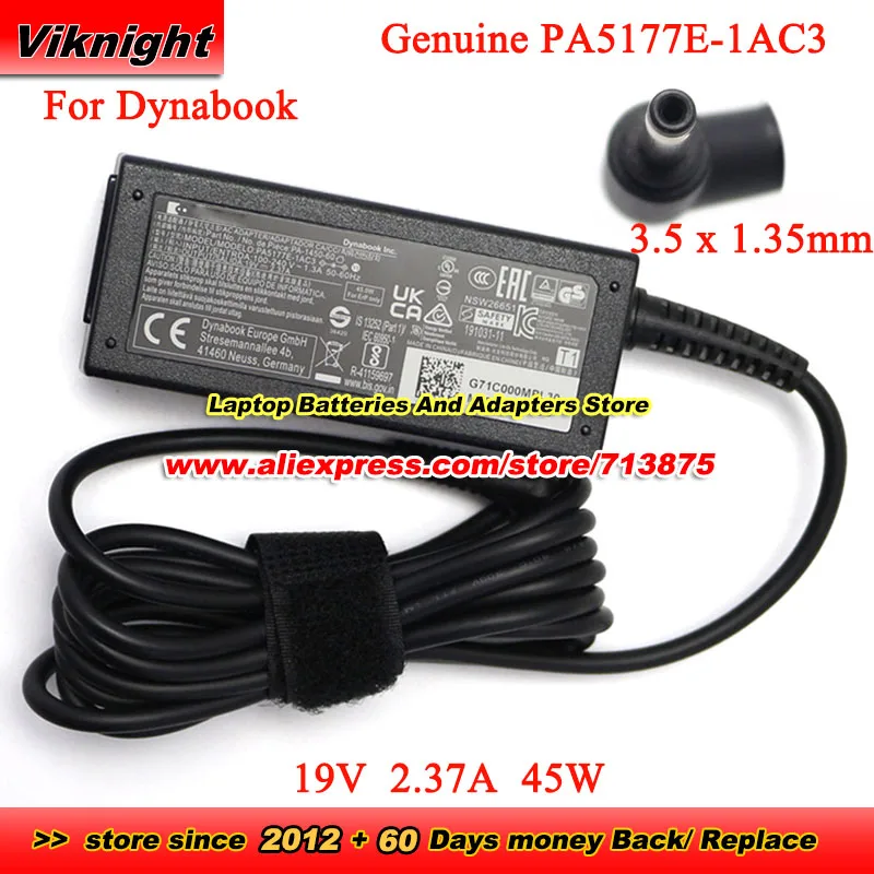 Genuine PA5177E-1AC3 AC Adapter PA-1450-60 19V 2.37A 45W for Dynabook PORTEGE Z30-E X30L-G A30-E for TOSHIBA SATELLITE PRO C40-K
Genuine PA5177E-1AC3 AC Adapter PA-1450-60 19V 2.37A 45W for Dynabook PORTEGE Z30-E X30L-G A30-E for TOSHIBA SATELLITE PRO C40-K