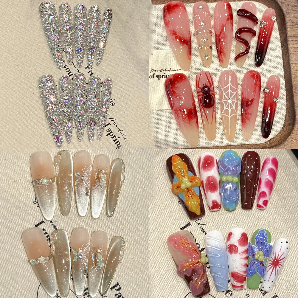 10Pcs Sanrio Hello Kitty Flash Leopard Print Cat's Eye False Nails Shiny Diamond Press On Fake Nails Flower 3D Design Fake Nails
10Pcs Sanrio Hello Kitty Flash Leopard Print Cat's Eye False Nails Shiny Diamond Press On Fake Nails Flower 3D Design Fake Nails