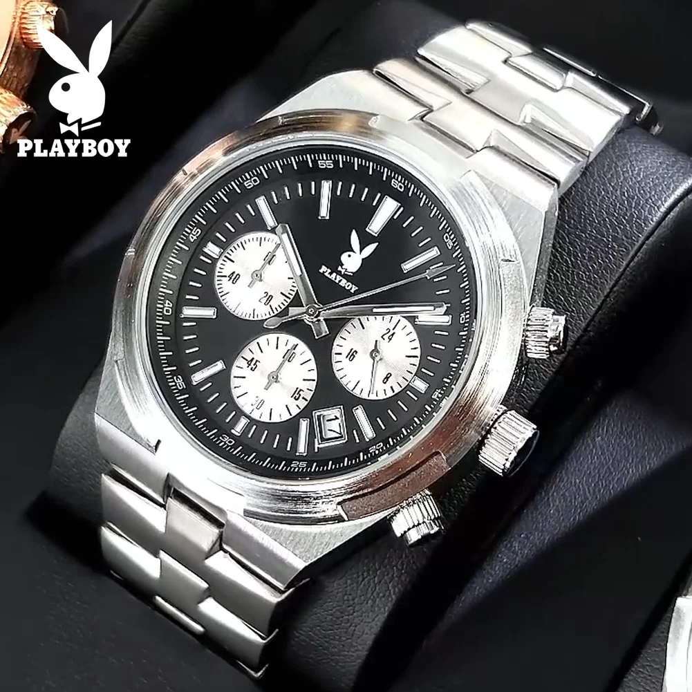 PLAYBOY Classic Chronograph Quartz Wristwatches Waterproof Auto Date Luminous Hand Clock Original Luxury Top Brand Men's Watches
PLAYBOY Classic Chronograph Quartz Wristwatches Waterproof Auto Date Luminous Hand Clock Original Luxury Top Brand Men's Watches