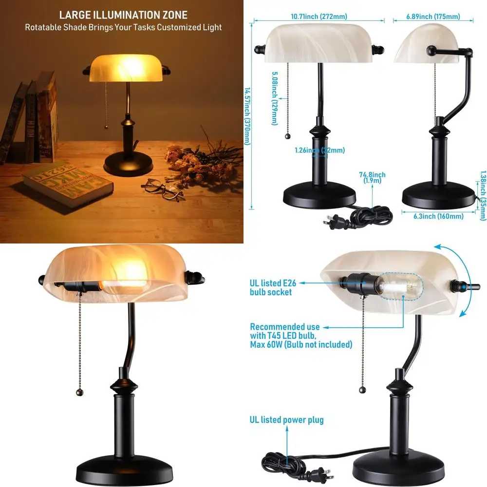 Vintage Textured Glass Desk Lamp with Pull Chain, Suitable for Office and Study Rooms
Vintage Textured Glass Desk Lamp with Pull Chain, Suitable for Office and Study Rooms